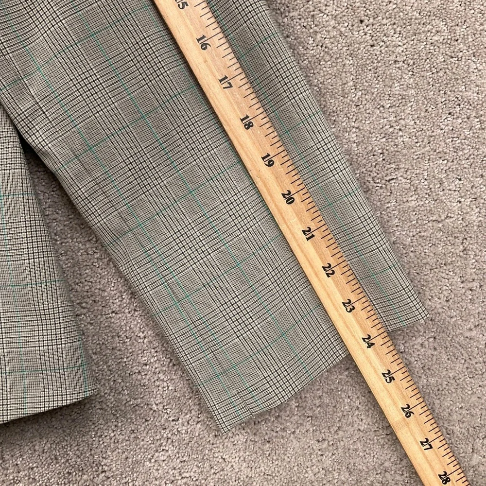 Evan Picone Skirt Suit Womens 16 Beige Turquoise Glen Plaid 2 pc Business Office